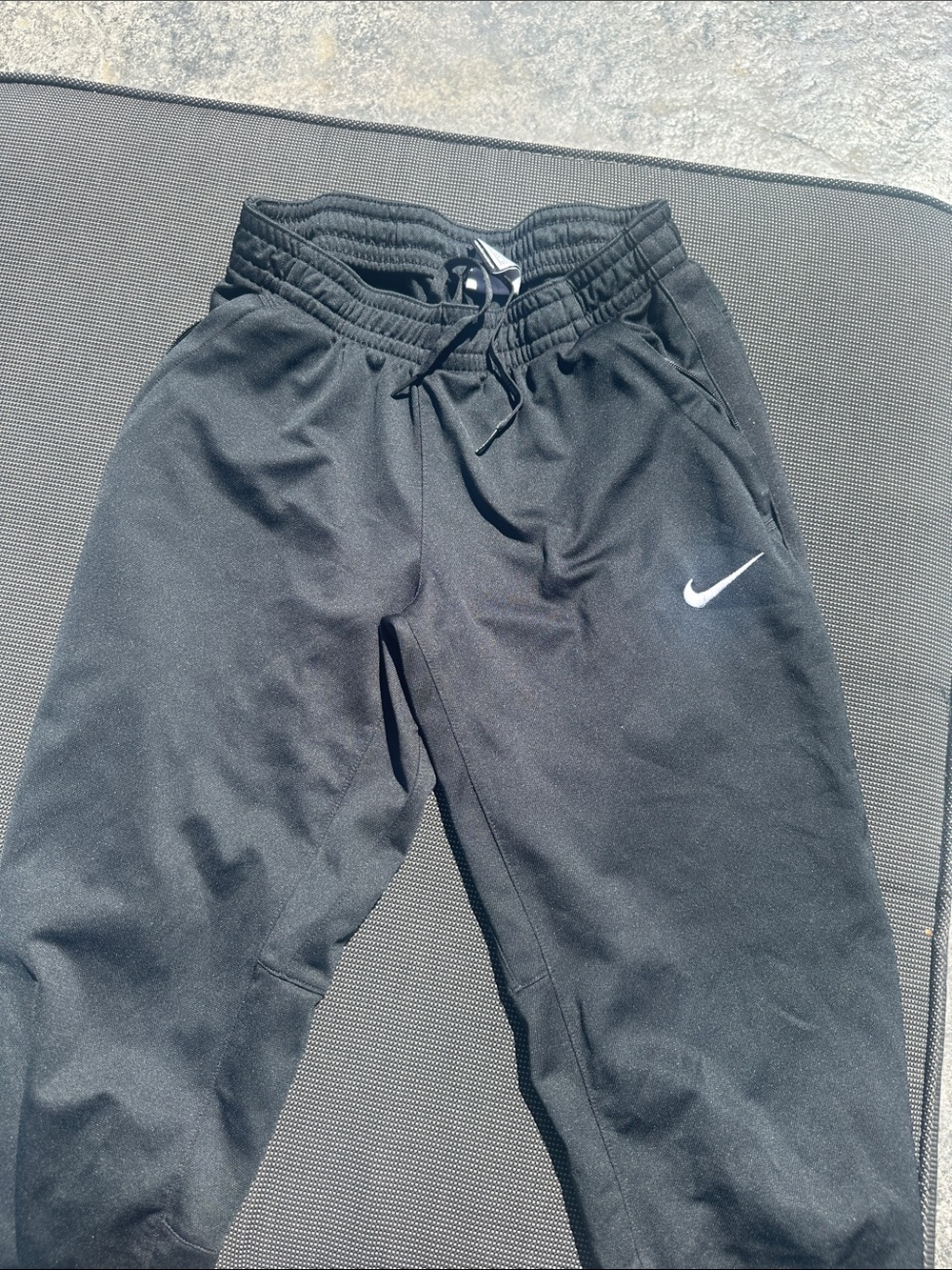 Nike women’s Black Jogger Sweatpants dri fit with White Swoosh